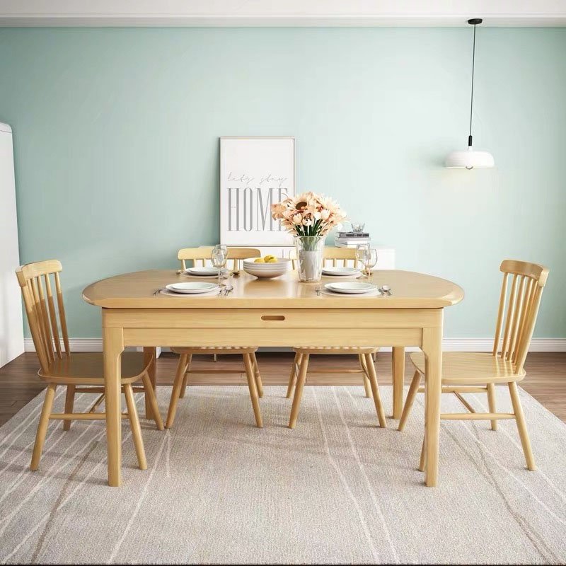 Nordic minimalist small apartment home dining table and chairs modern hotel restaurant cheap solid wood dining table