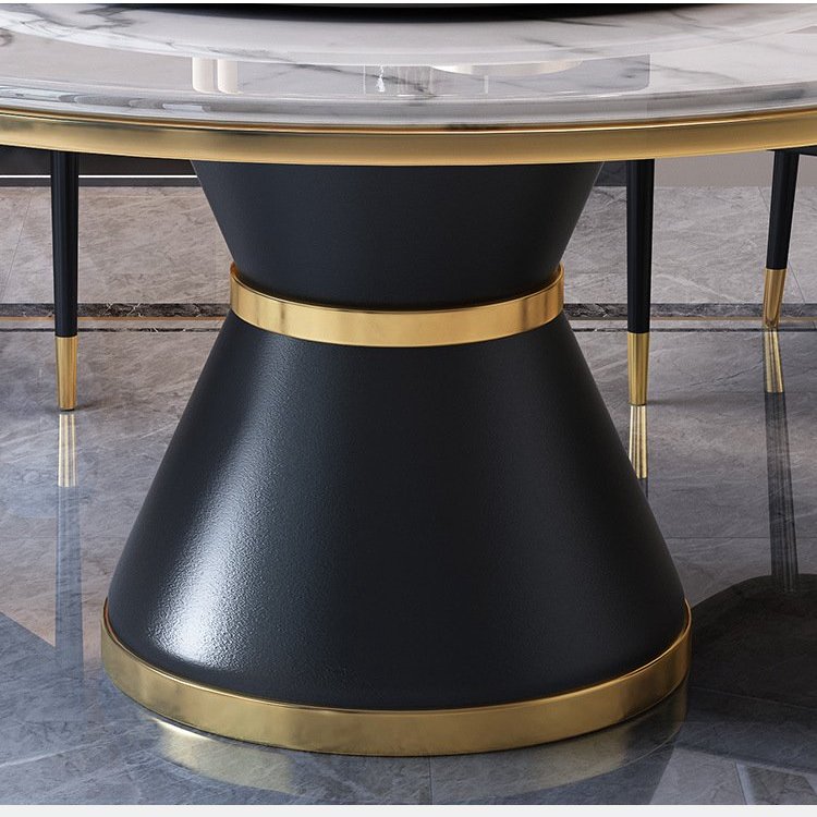 Modern design Round guangxi marble top with metal base dining table