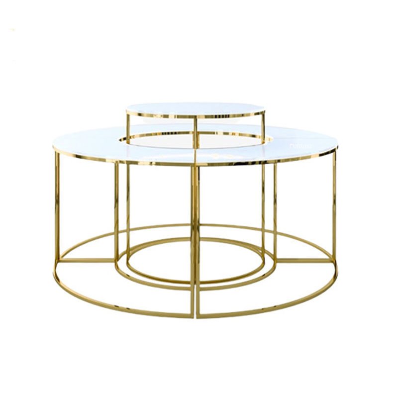 Wedding Furniture Dessert Table Stainless Steel Combination Round Food display Racks Cake Stand For Hotel