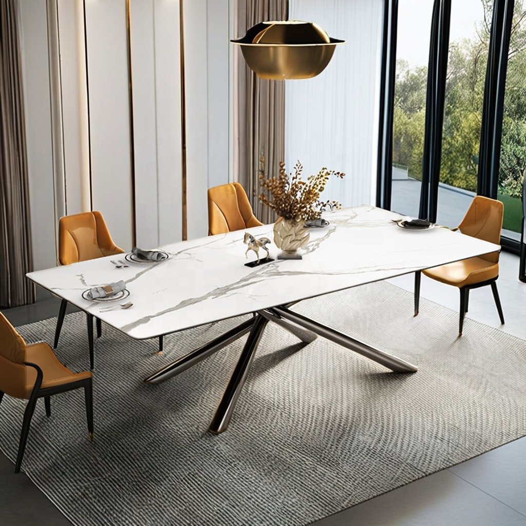 Cheaper Matt Dining Table Saving Place Vertical Shape Base 1.6m Dinning Table For Dinner Classic Design Popular Nordic Furniture