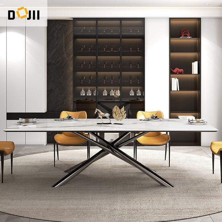 Cheaper Matt Dining Table Saving Place Vertical Shape Base 1.6m Dinning Table For Dinner Classic Design Popular Nordic Furniture