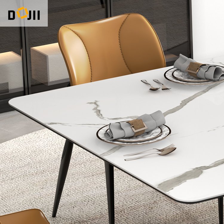 Cheaper Matt Dining Table Saving Place Vertical Shape Base 1.6m Dinning Table For Dinner Classic Design Popular Nordic Furniture
