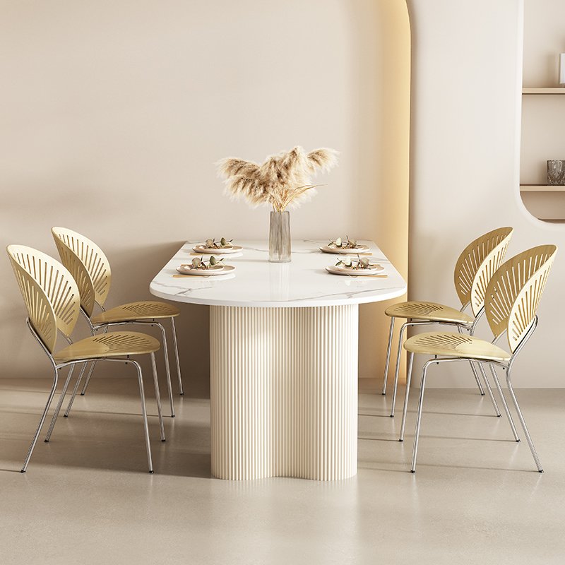 Modern Cream Wind Rock Plate Rectangular Dining Table Home Kitchen Hotel Entry Warehouse Laundry-Versatile Dining Room Furniture