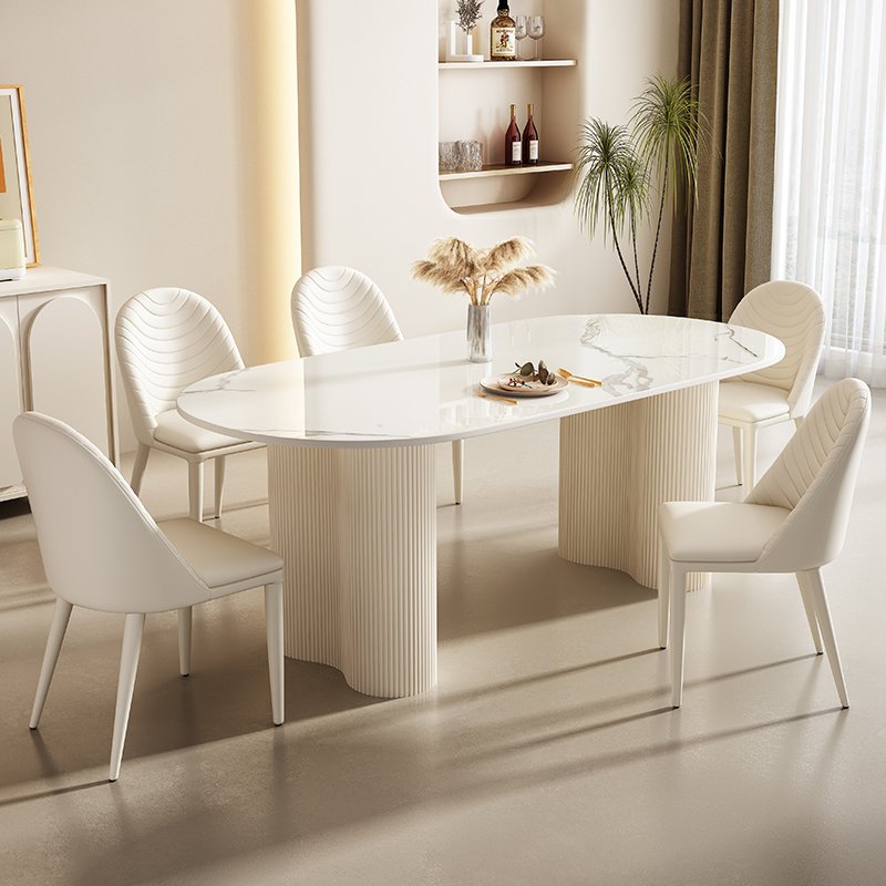 Modern Cream Wind Rock Plate Rectangular Dining Table Home Kitchen Hotel Entry Warehouse Laundry-Versatile Dining Room Furniture