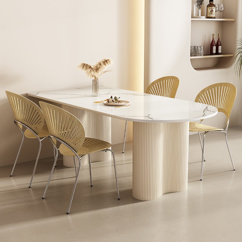 Modern Cream Wind Rock Plate Rectangular Dining Table Home Kitchen Hotel Entry Warehouse Laundry-Versatile Dining Room Furniture
