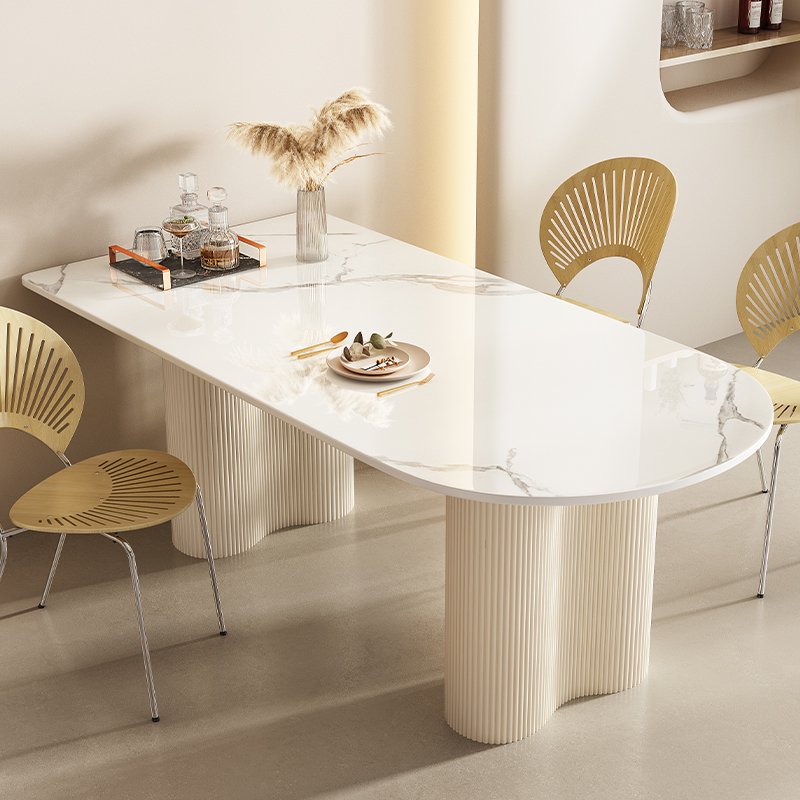 Modern Cream Wind Rock Plate Rectangular Dining Table Home Kitchen Hotel Entry Warehouse Laundry-Versatile Dining Room Furniture