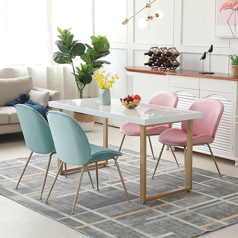 Wholesale Luxury Restaurant Metal Marble Tabletop Modern Simple Multi Person Dining Table