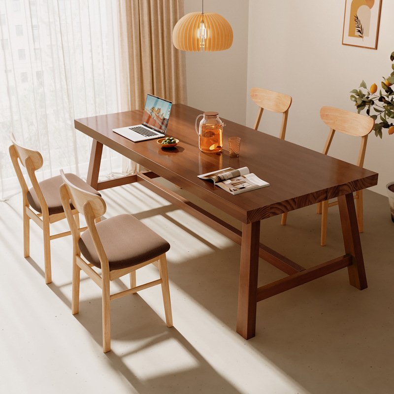 Stylish Rectangular Dining Table with Four Custom Chairs Modern Minimalist Design