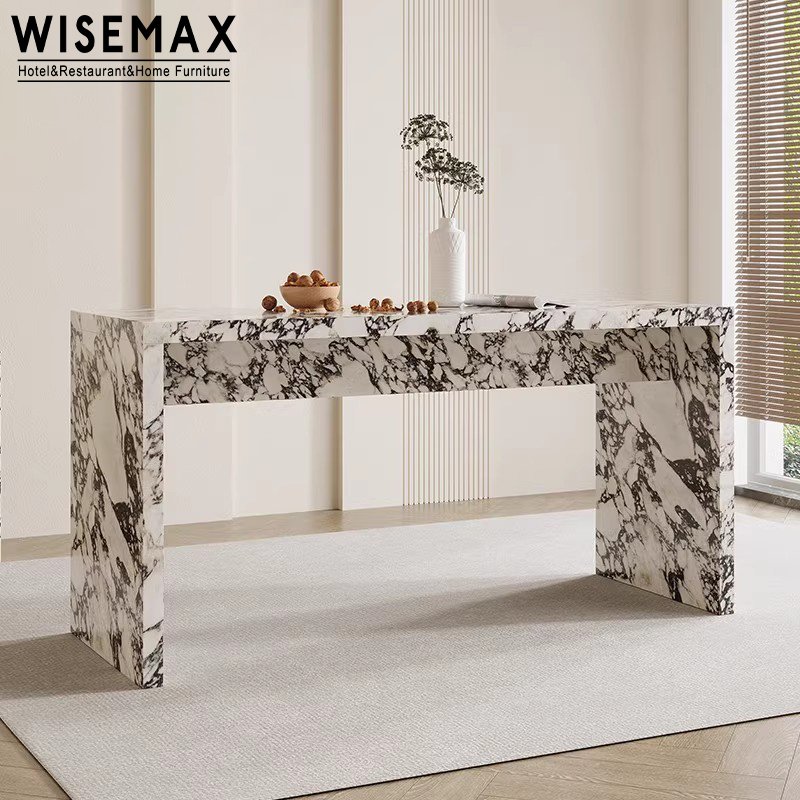 WISEMAX FURNITURE Italian Luxury Popular Natural Bulgari marble round dining room kitchen high bar table for hotel bar