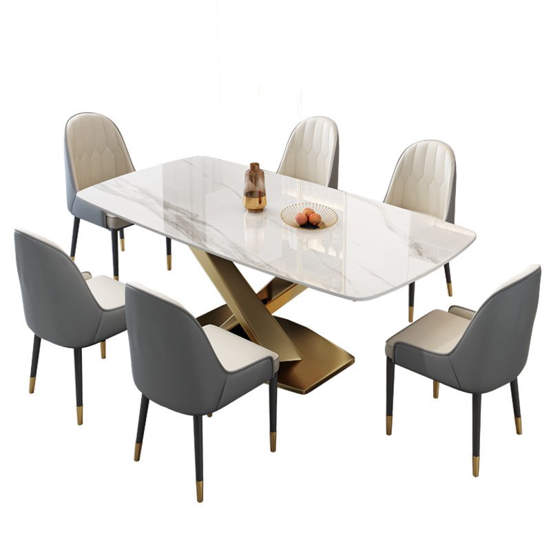Modern Luxury Rock Slab Rectangular Dining Table for Kitchen Hotel Home Entry Warehouse Multi-Purpose Set Furniture