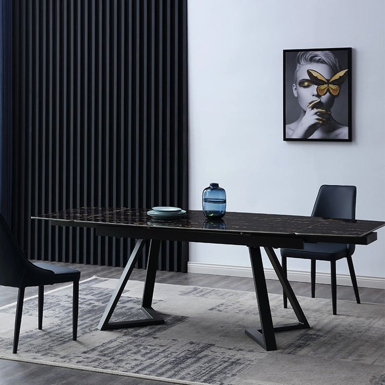 white black ceramic expandable space saving dining table and chairs