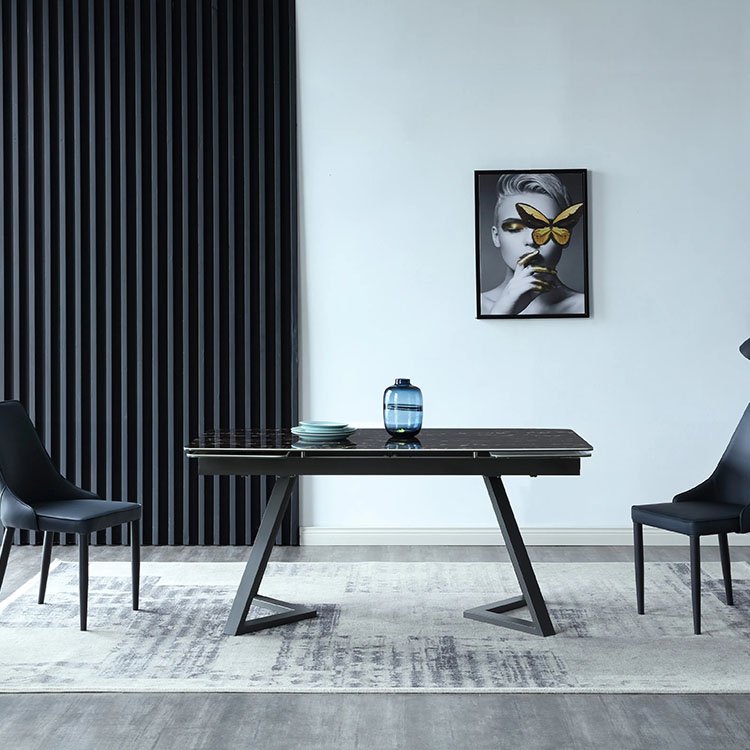 white black ceramic expandable space saving dining table and chairs
