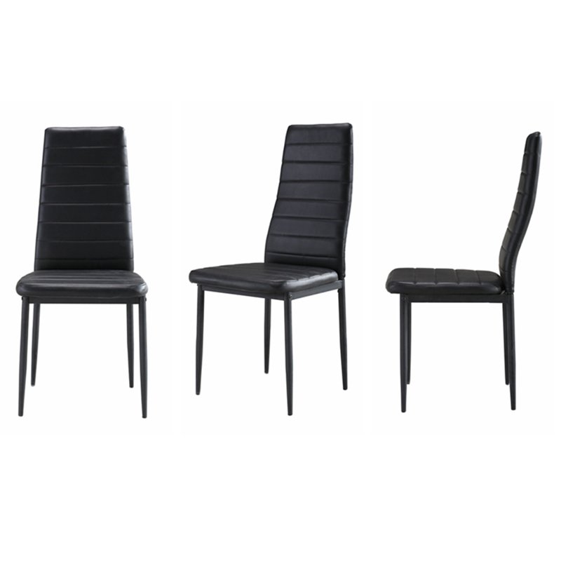 Modern Popular Sale Customized Restaurant Dining Set High Back Upholstered 4 Chairs and Metal Legs Dining Table