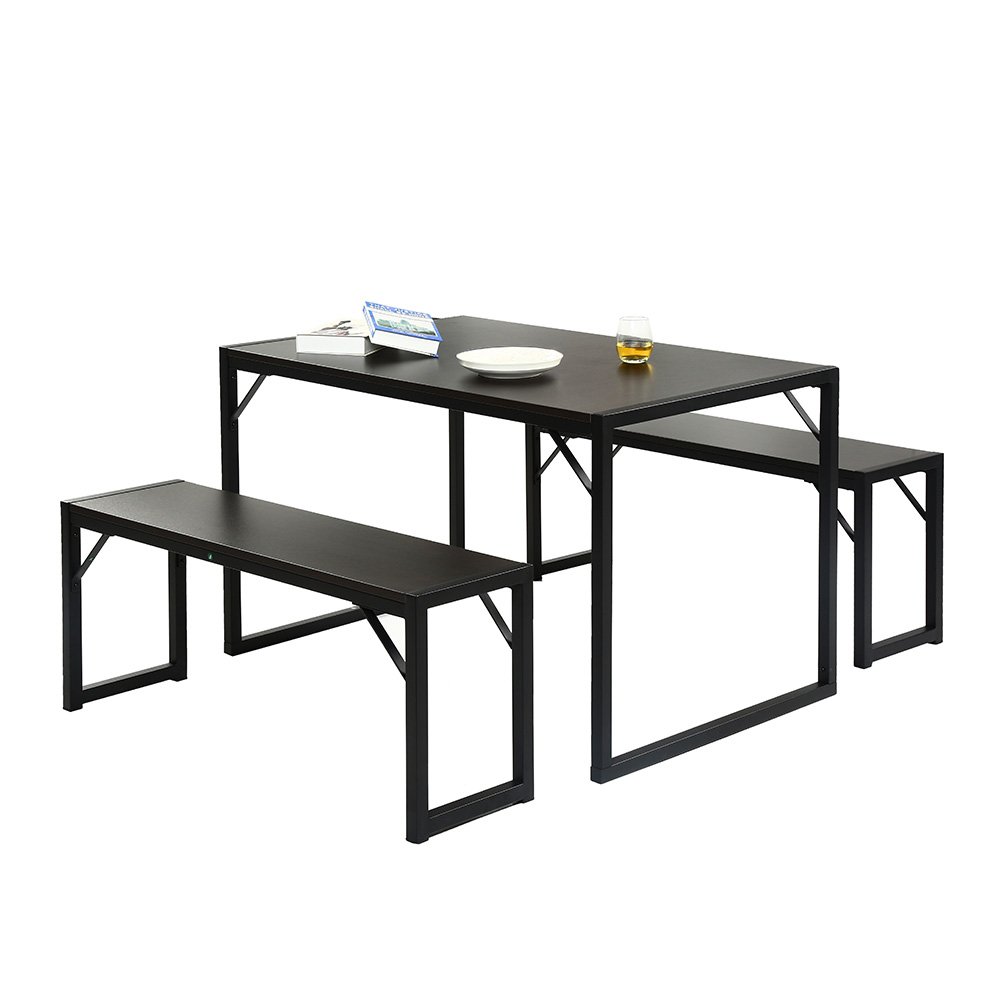 Modern Studio Collection Soho Dining Table with Two Benches,Wooden Dinning Table Sets