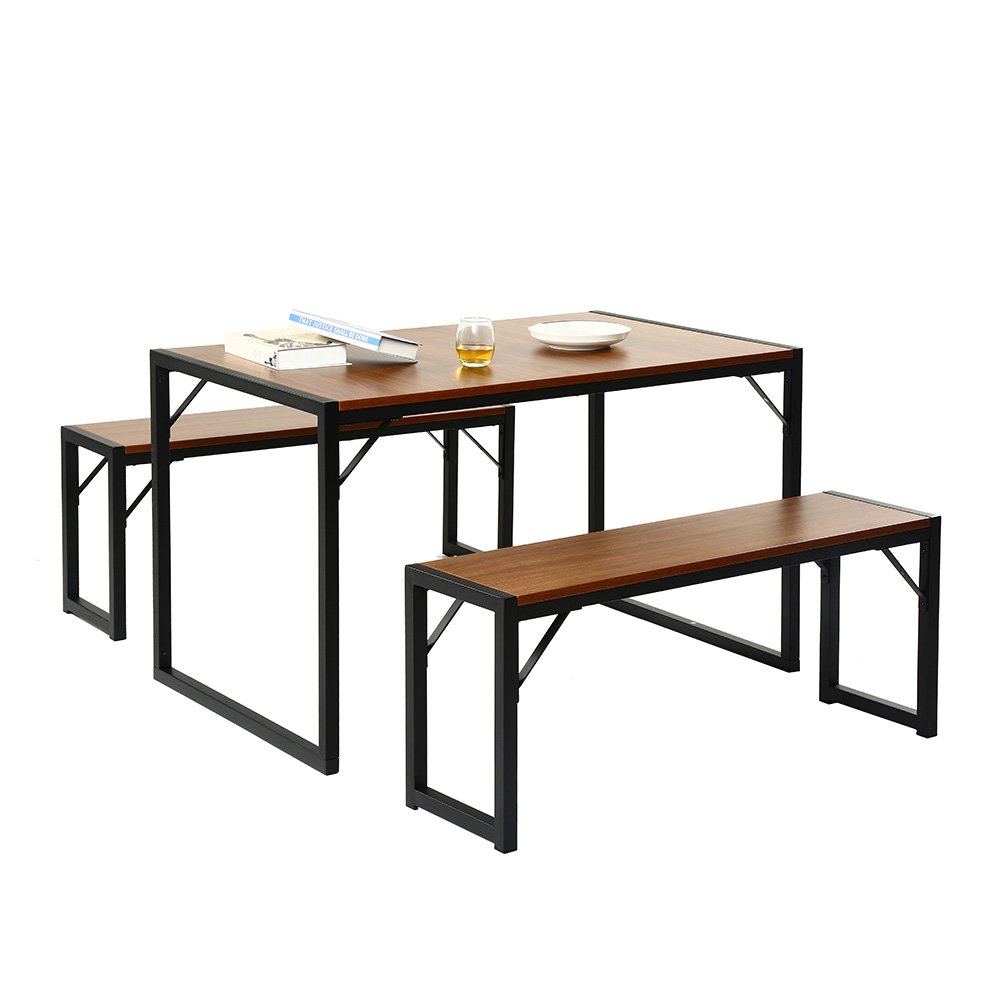 Modern Studio Collection Soho Dining Table with Two Benches,Wooden Dinning Table Sets