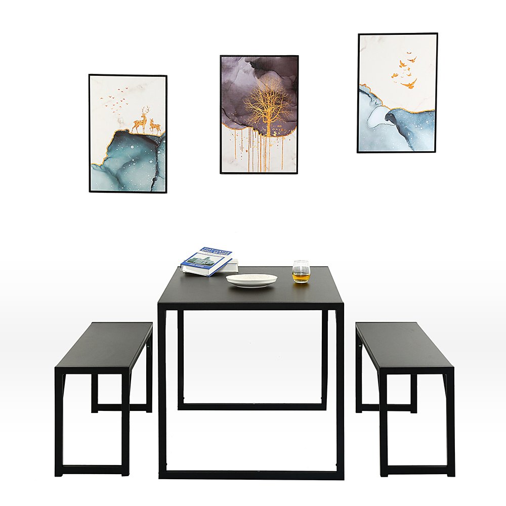 Modern Studio Collection Soho Dining Table with Two Benches,Wooden Dinning Table Sets