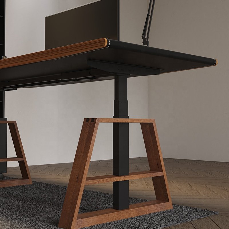 Luxury boss executive ergonomic Modern Office Electric Sit Standing desk Control Height Wooden adjustable Table For Workstation