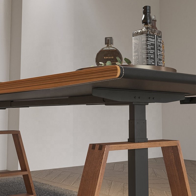 Luxury boss executive ergonomic Modern Office Electric Sit Standing desk Control Height Wooden adjustable Table For Workstation
