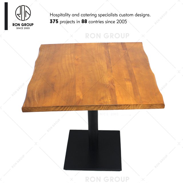 Wholesale Cafe Shop Restaurant Furniture Nordic Vintage Industrial Modern Black Metal Iron Table Base Solid Wood Dining Table
