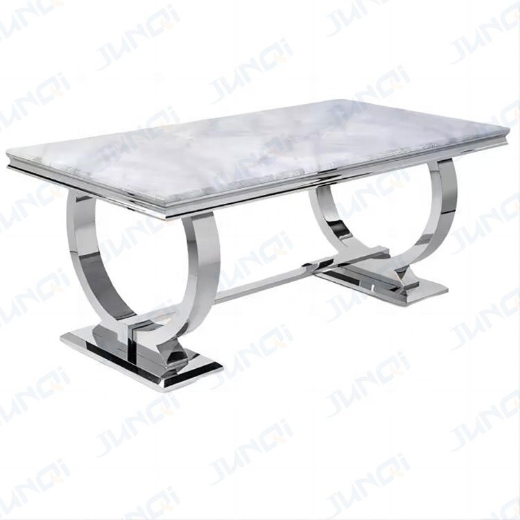 Hot selling modern luxury gold or silver living room table and chairs rectangular dining table