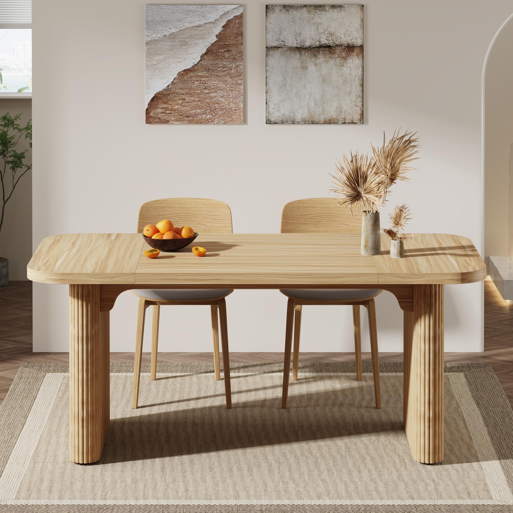 Tribesigns Dining Table for 4-6 Rectangular Wood Kitchen Table for Dining Room Simple Kitchen Dinner Table
