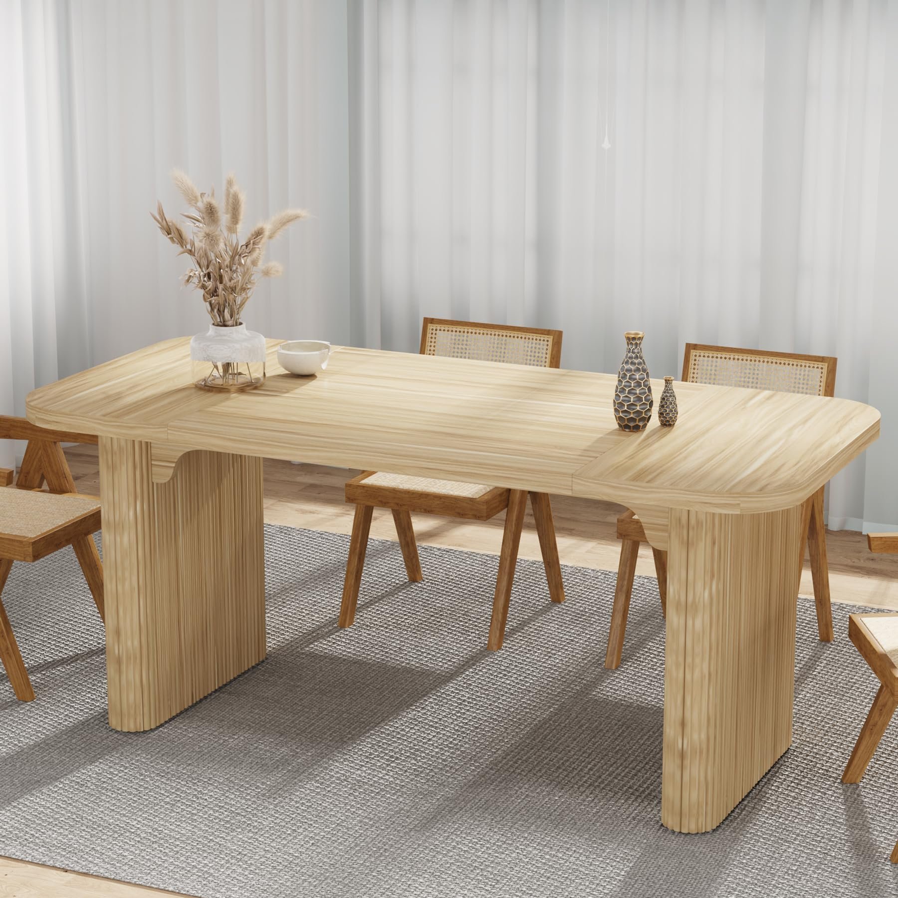 Tribesigns Dining Table for 4-6 Rectangular Wood Kitchen Table for Dining Room Simple Kitchen Dinner Table
