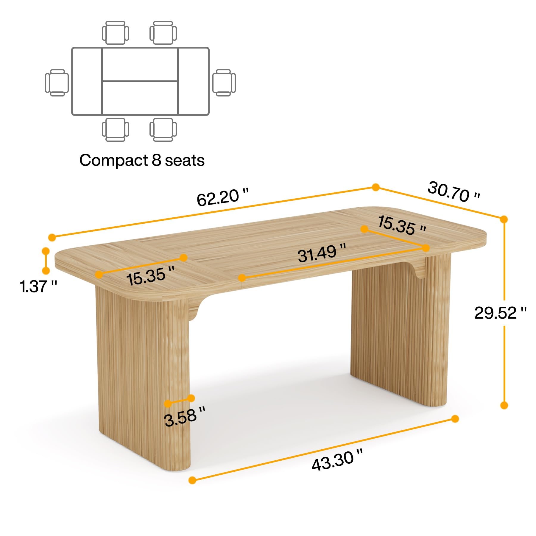 Tribesigns Dining Table for 4-6 Rectangular Wood Kitchen Table for Dining Room Simple Kitchen Dinner Table
