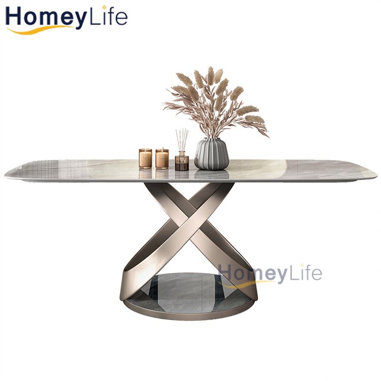 Factory wholesale price restaurant furniture luxury golden stainless steel base clear glass dining table set