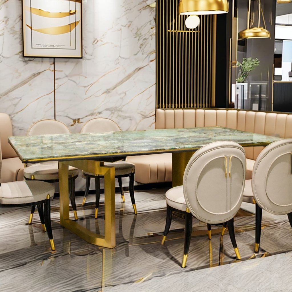 Stainless Steel 10 Seater Modern Luxury Marble Top High Quality with Dining Table Set for Hotel Villa Dining Table