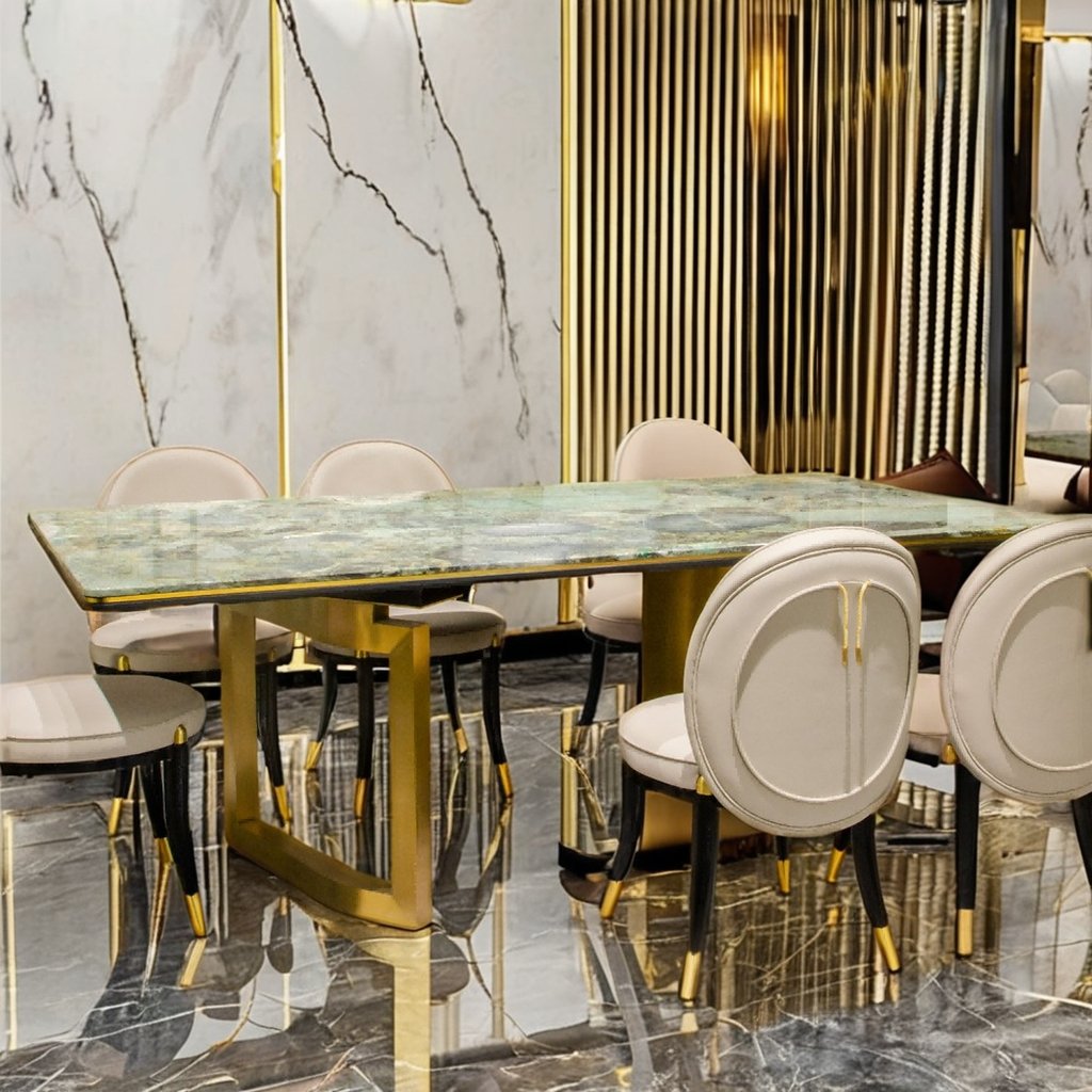 Stainless Steel 10 Seater Modern Luxury Marble Top High Quality with Dining Table Set for Hotel Villa Dining Table