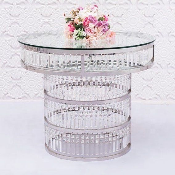 Gold silver event crystal wedding cake table