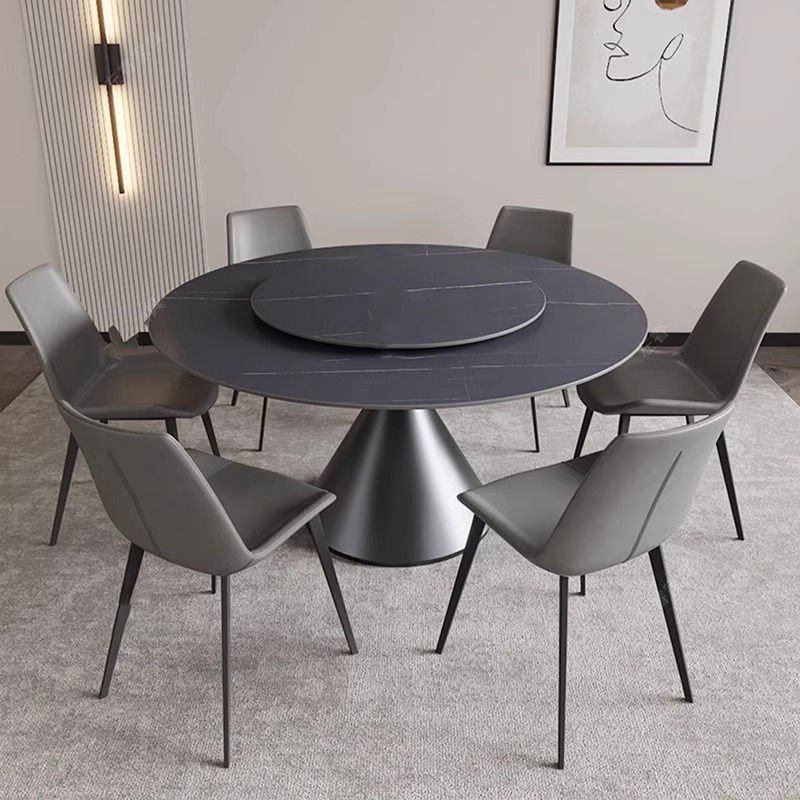 XTCZ-005 Italian rock plate round table simple pure white cream wind home round table small family restaurant meal table