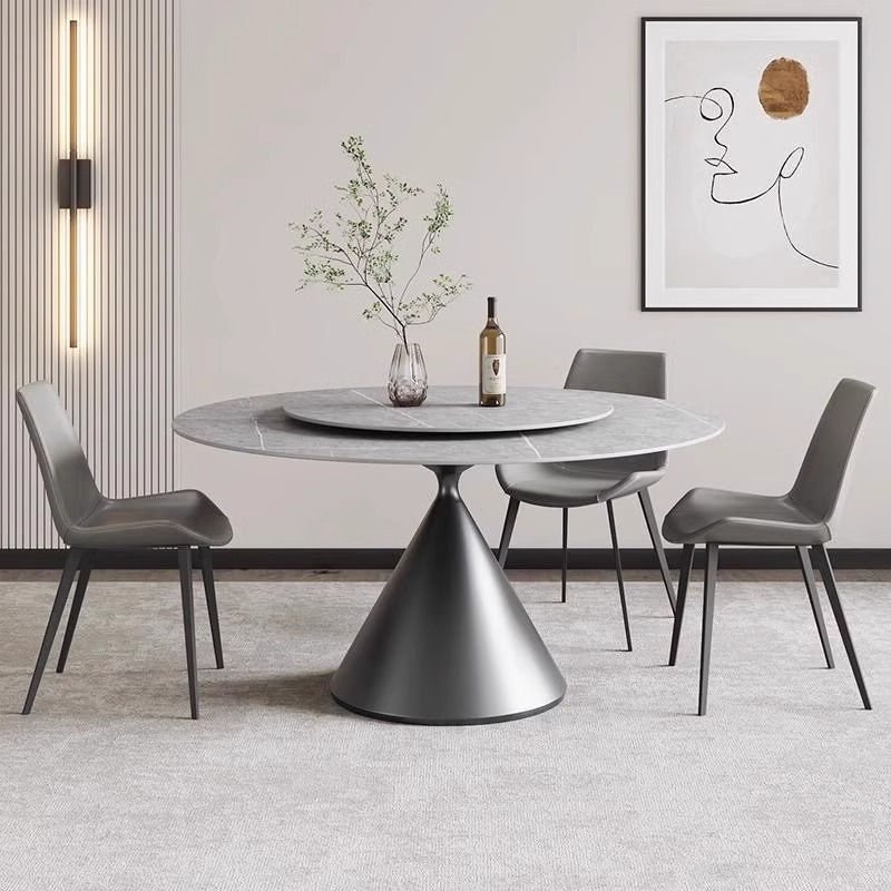 XTCZ-005 Italian rock plate round table simple pure white cream wind home round table small family restaurant meal table