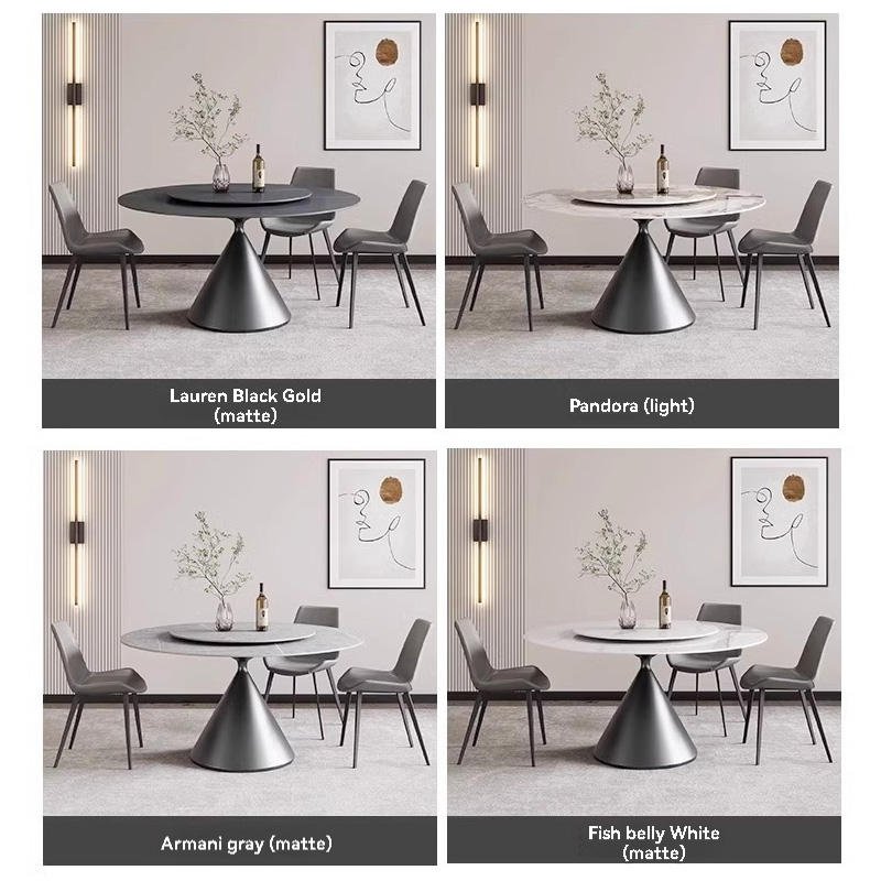 XTCZ-005 Italian rock plate round table simple pure white cream wind home round table small family restaurant meal table