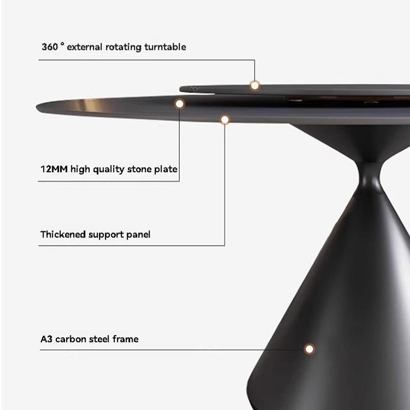 XTCZ-005 Italian rock plate round table simple pure white cream wind home round table small family restaurant meal table
