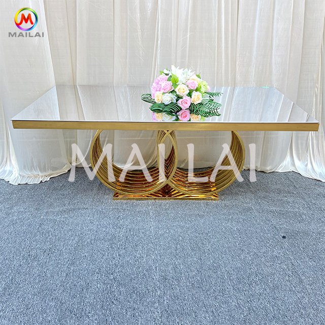 Ring Base Golden Stainless Steel New Item Design Modern Dining Wedding Table Luxury