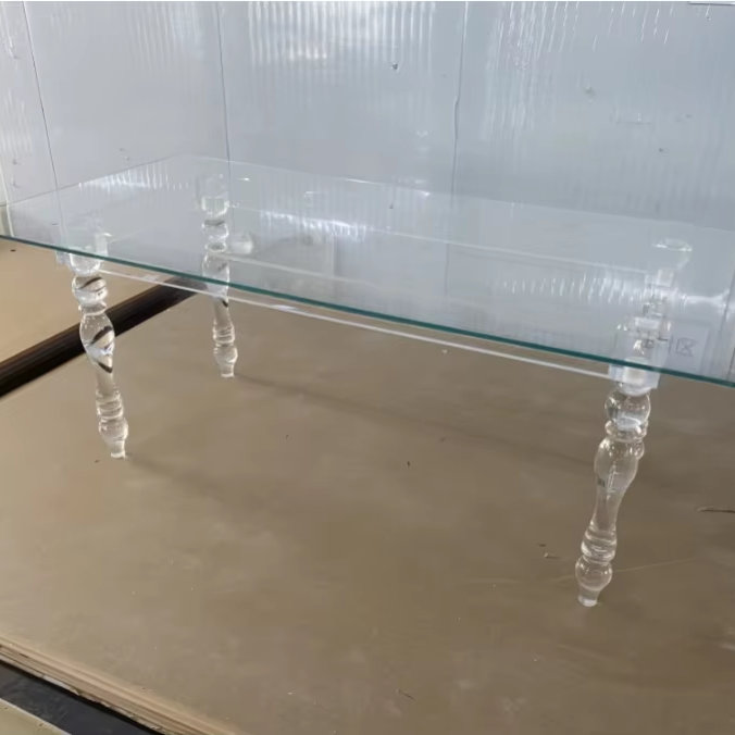2024 Hot Selling Luxury Modern Clear Crystal Decorate Custom Rectangle Acrylic Wedding Event Table Bridal Table Dining Table