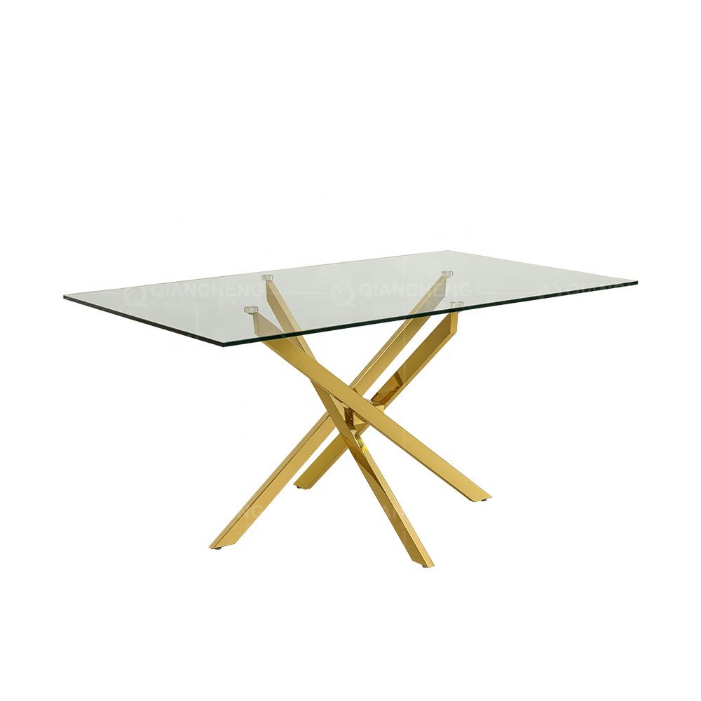 Wholesale luxury dinning round wedding dinner golden rectangle glass hotel wedding dining tables
