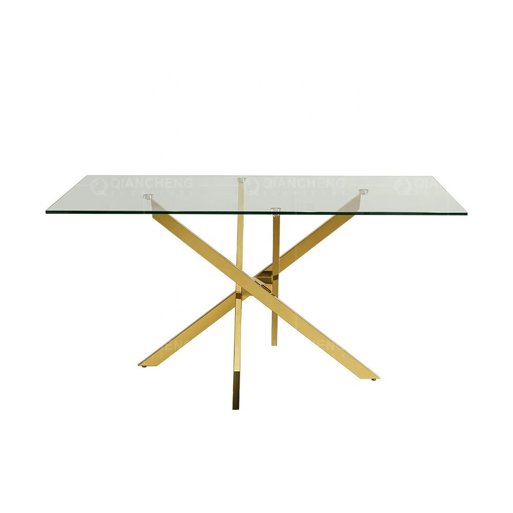 Wholesale luxury dinning round wedding dinner golden rectangle glass hotel wedding dining tables