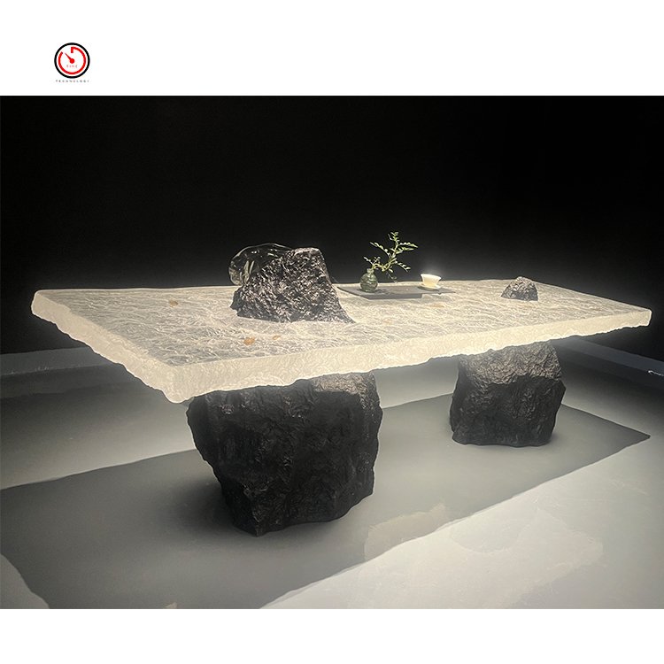 TT OEM customized high-end art hotel home decoration outdoor rectangle long acrylic resin table