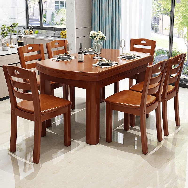 New trend solid walnut wood slab rectangular dining table classic dinner house round rotating dining table home furniture