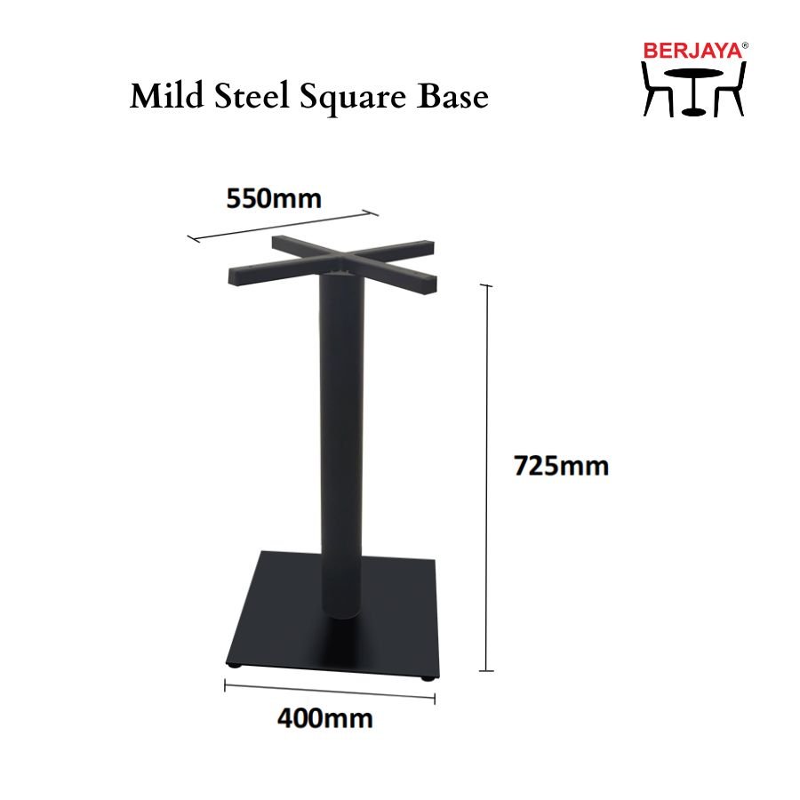 High Quality Matte Black Powder Coated Mild Steel Square Base Leg for Modern Dining Table for Office Use