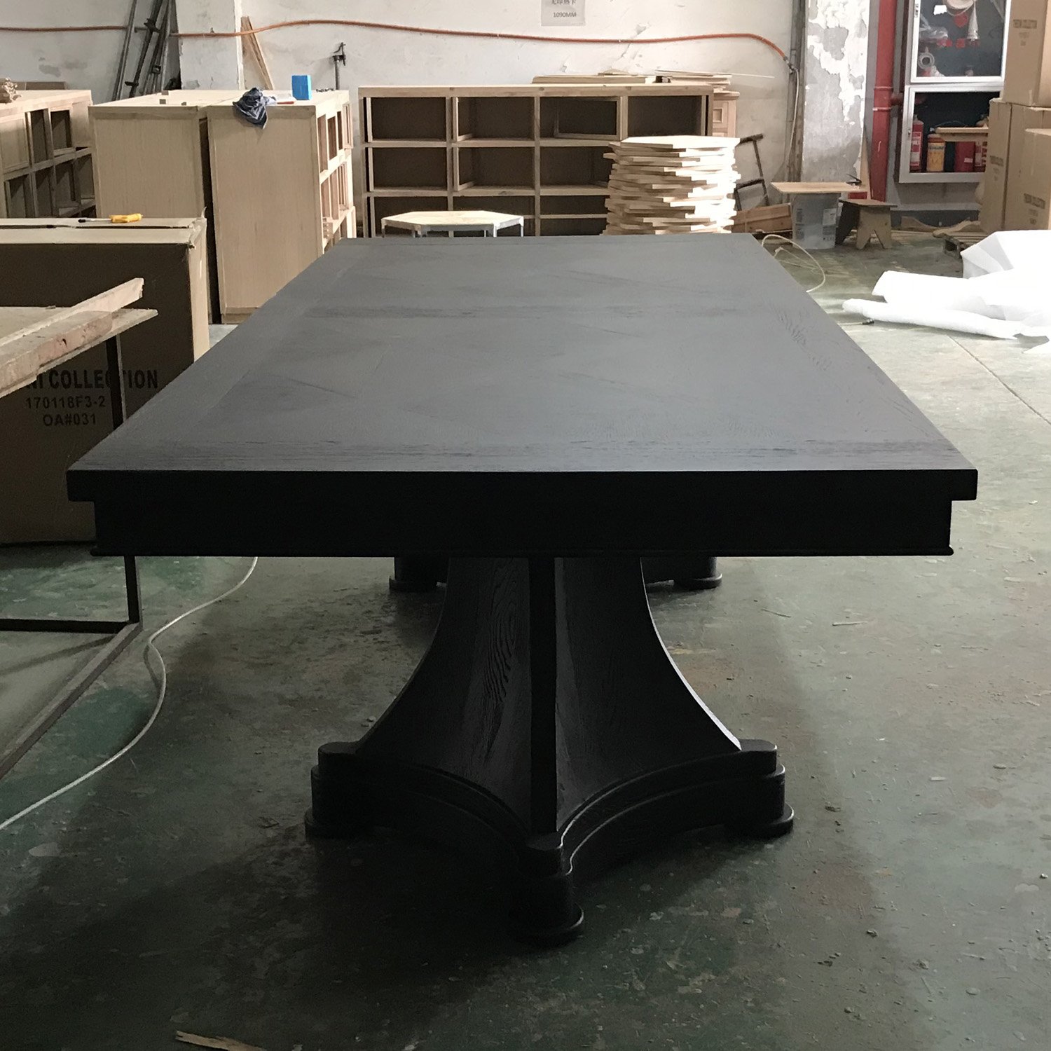 MRS WOODS Farmhouse Solid Pedestal Wood Trestle Dining Table Vintage For Event Wedding Hotel Table