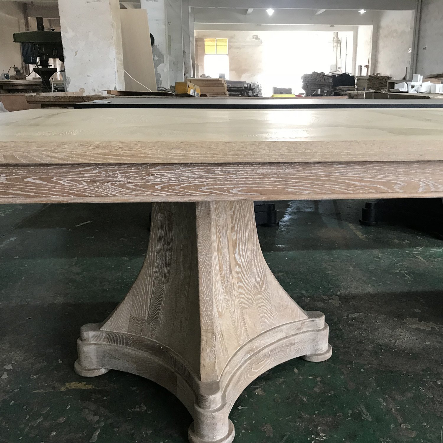 MRS WOODS Farmhouse Solid Pedestal Wood Trestle Dining Table Vintage For Event Wedding Hotel Table