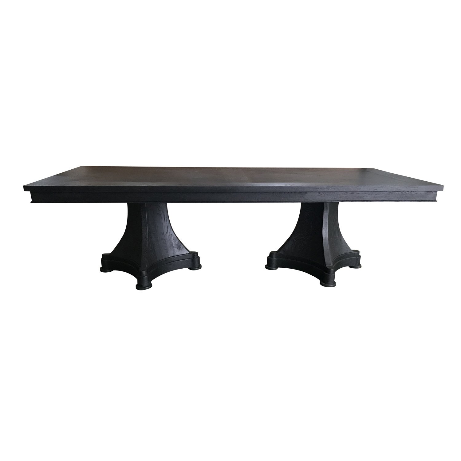 MRS WOODS Farmhouse Solid Pedestal Wood Trestle Dining Table Vintage For Event Wedding Hotel Table