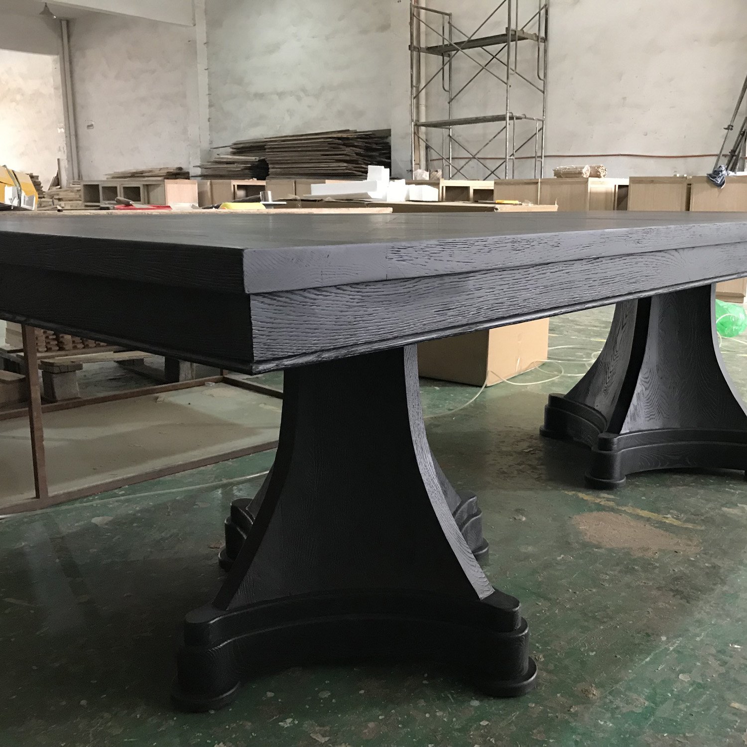 MRS WOODS Farmhouse Solid Pedestal Wood Trestle Dining Table Vintage For Event Wedding Hotel Table