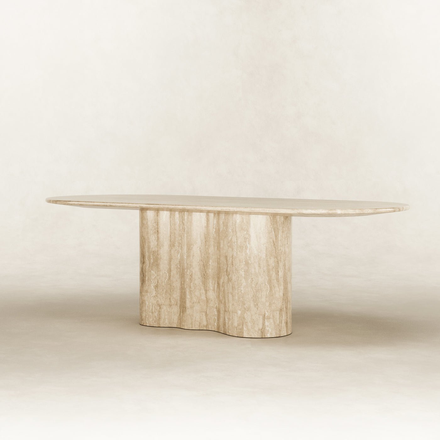Living Room Marble Coffee Side Table Travertine Dining Table Retro Yellow Wood Grain Oval Marble Stone Table