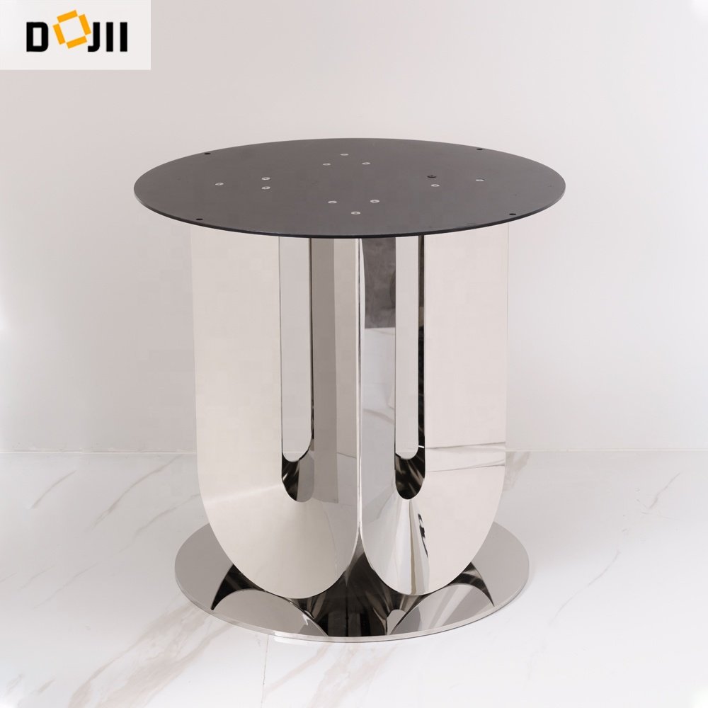 High Quality Unique Shiny Silver Legged New Model Kitchen Marble Top Stylish Dining Room Furniture Set of 4 with Round Table