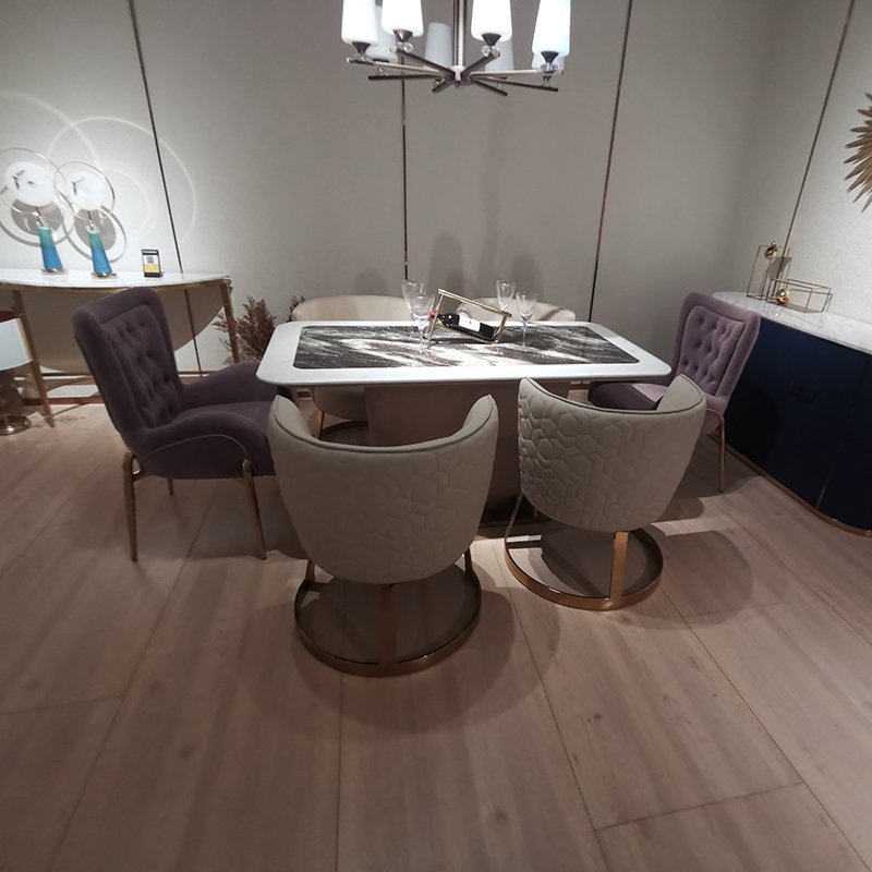 Furnistyle New Luxury Dining Room Furniture Dining Tables, Dining Room Sets 6 Dining Chairs, Marble Dining Table Set Modern