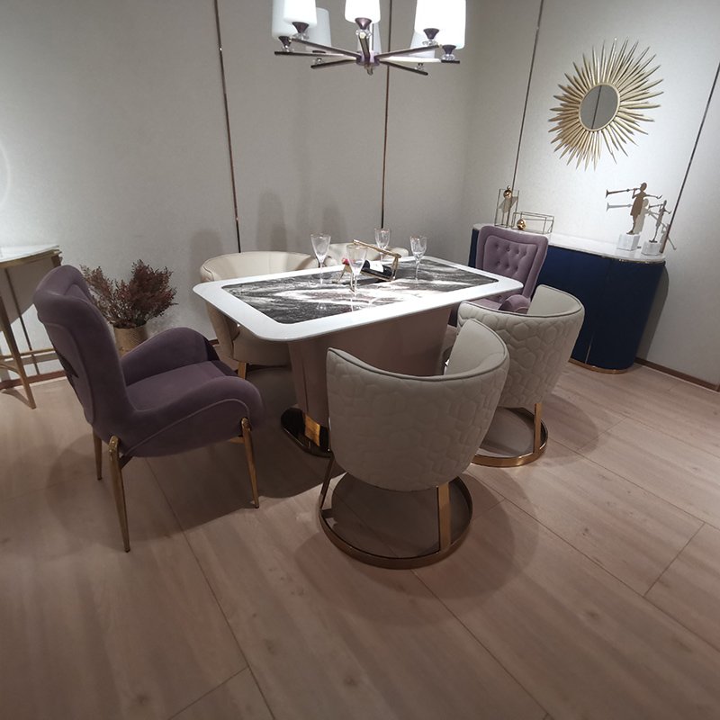 Furnistyle New Luxury Dining Room Furniture Dining Tables, Dining Room Sets 6 Dining Chairs, Marble Dining Table Set Modern